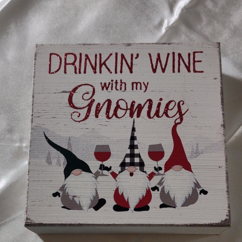 Quill to Paper Drinking Wine Gnomes Holiday White Shadow Box